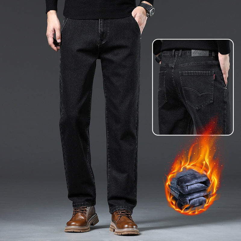 Men’s Loose Fleece-Lined Straight-Leg Winter Trousers – Cozy Casualwear