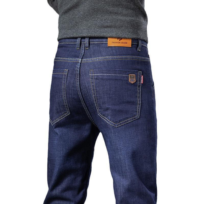 Men’s Fleece-Lined Thick Loose Fit Straight Trousers – Winter Warm Casual Pants