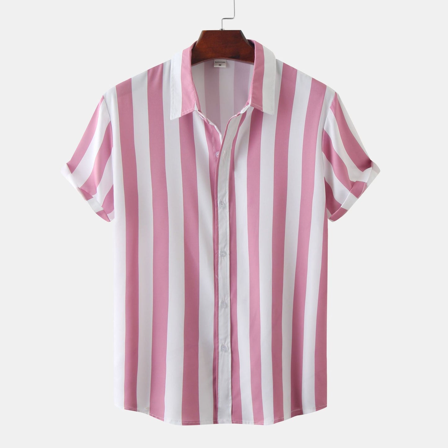 Men’s 3D Printed Short Sleeve Turn-Down Collar Shirt – Loose Fit Cotton Blend