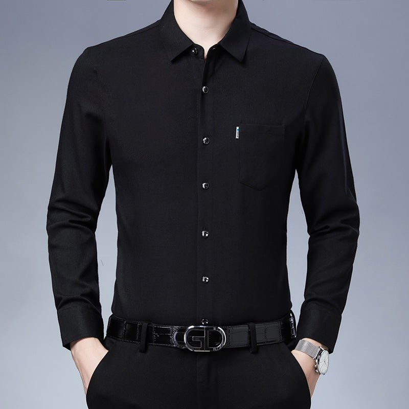 Men’s Linen-Like Casual Long-Sleeve Shirt – Lightweight Spring Style
