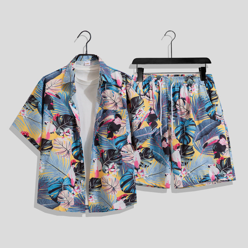 Men’s Hong Kong-Style Retro Printed Short-Sleeve Shirt – Bold & Nostalgic