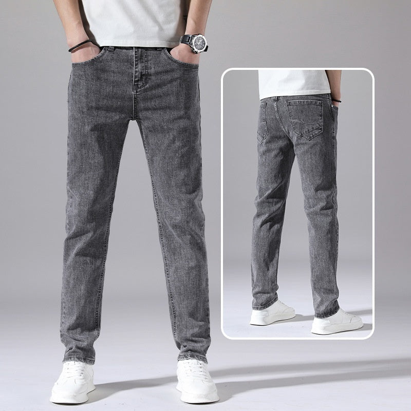 Men’s Retro Thin Straight-Leg Jeans – Lightweight & Laid-Back Comfort
