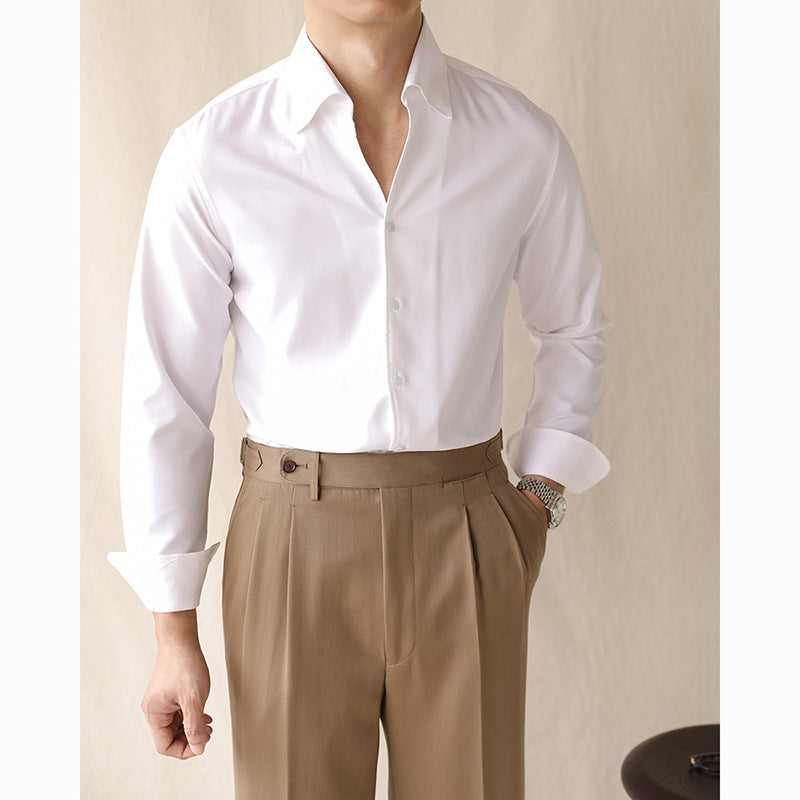 Men’s One-Piece Collar Long-Sleeve Shirt – Elegant Roll Neck Design