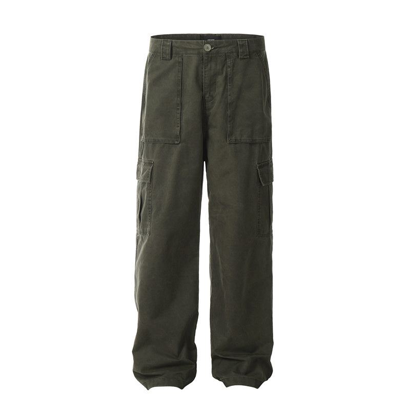 Men’s Vintage Wash Loose Straight-Leg Pants – Retro Streetwear Comfort