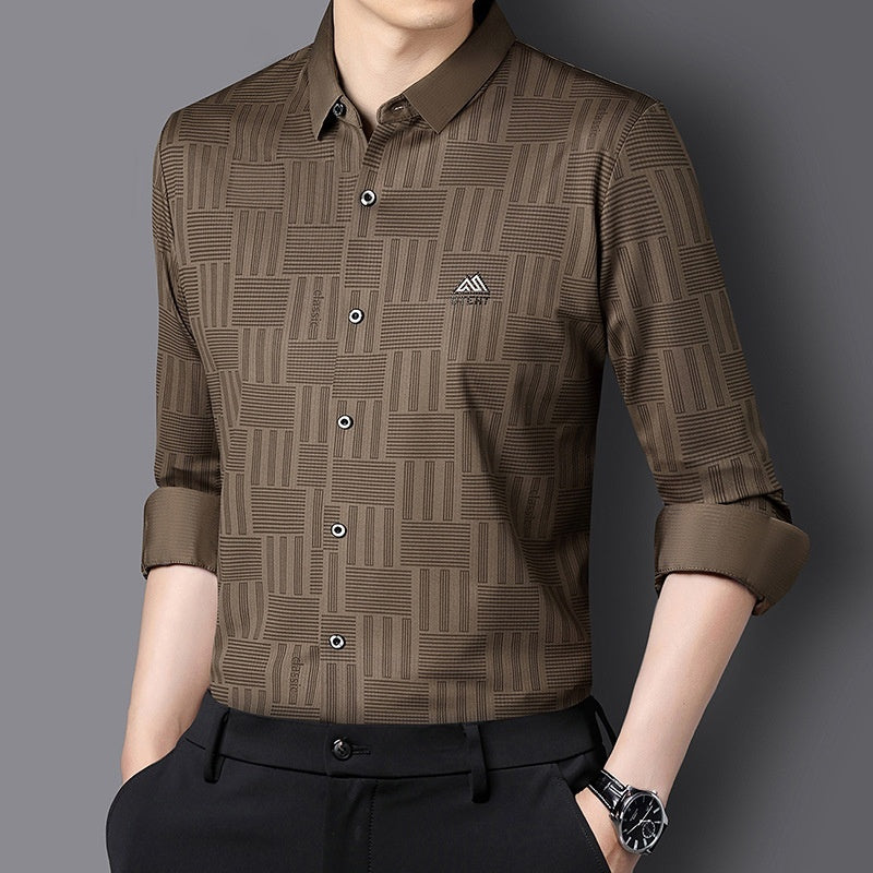 Men’s Autumn Seamless Long-Sleeve Business Casual Shirt – Elegant Comfort