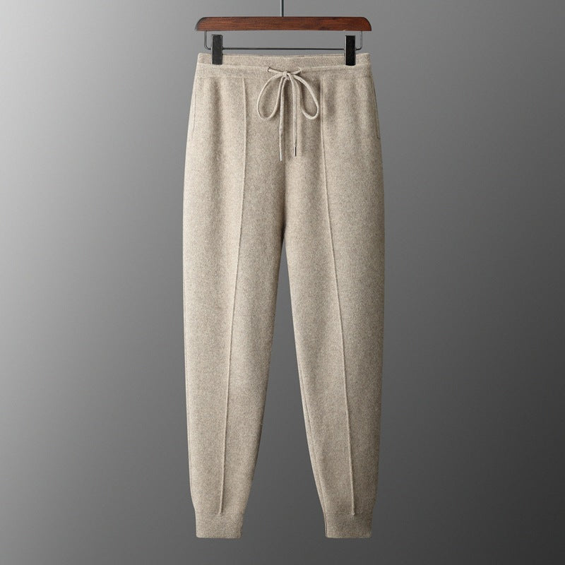 Wool Cardigan Men's Stand Collar Zipper Knitted Sweater Coat Warm And Loose Cashmere Pants Men
