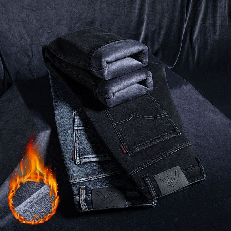 Men’s Loose Fleece-Lined Straight-Leg Winter Trousers – Cozy Casualwear