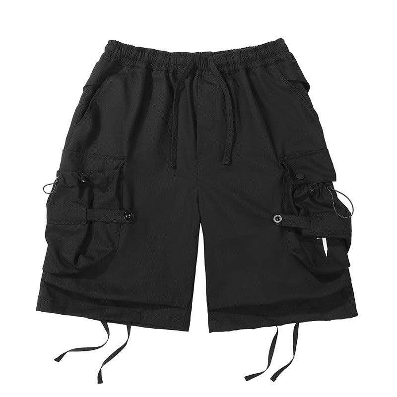 Mechanical Style Ribbon Loose Leisure Workwear Shorts
