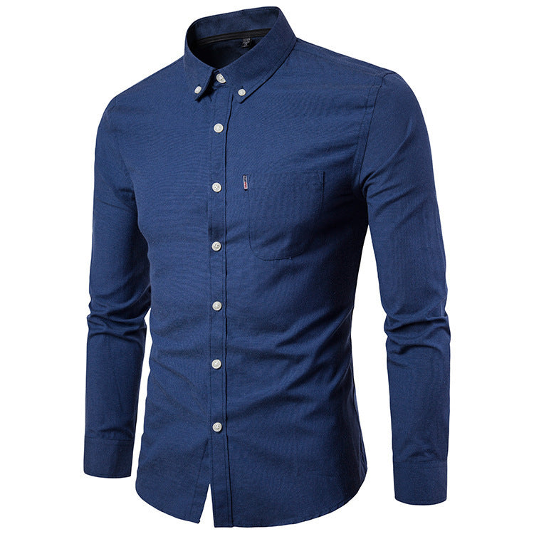 Men’s Korean-Style Slim-Fit Long-Sleeve Dress Shirt – Modern Elegance
