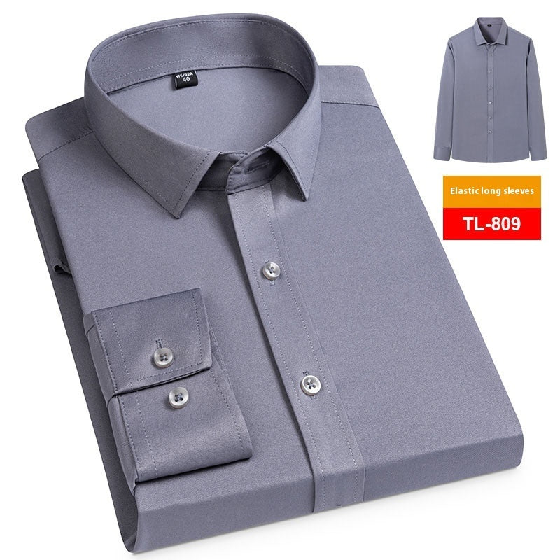 Men’s Spring Stretch Long-Sleeve Business Casual Shirt – Slim, Comfortable & Wrinkle-Resistant