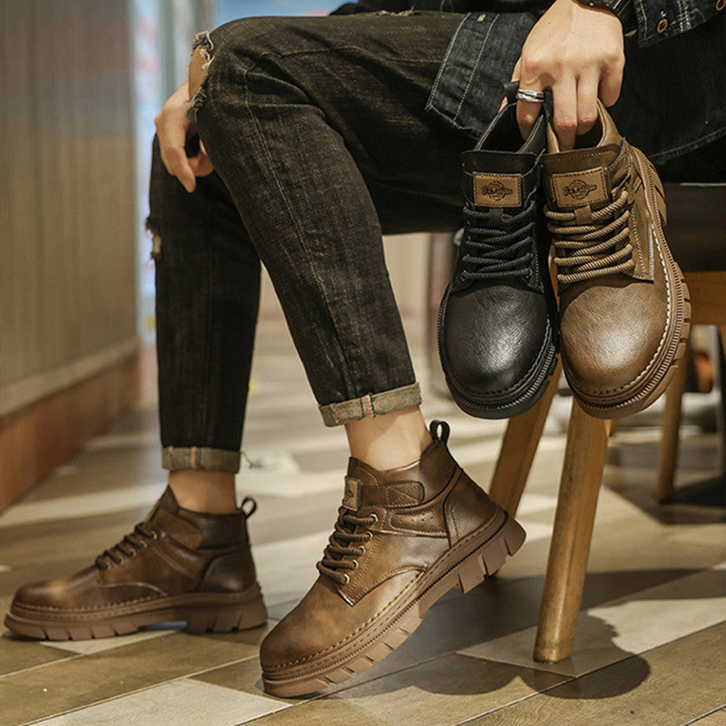 Men’s High-Top Retro Martin Boots – Genuine Leather Workwear
