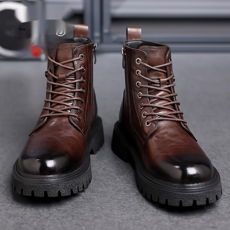 Men’s Retro Breathable PU Leather High-Top Martin Boots