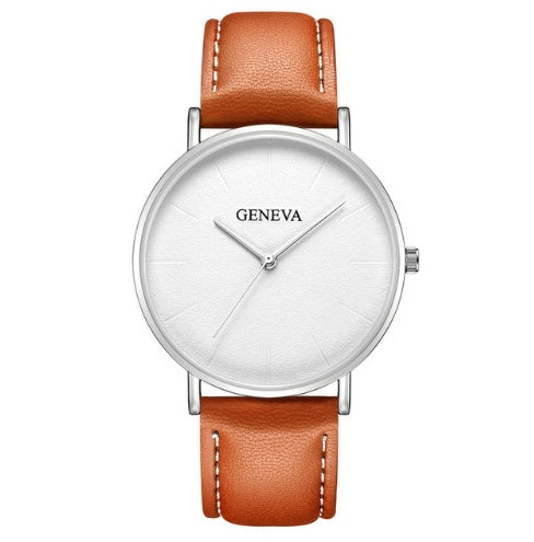 Geneva Classic Black Belt Watch – Minimalist Leather Strap Design