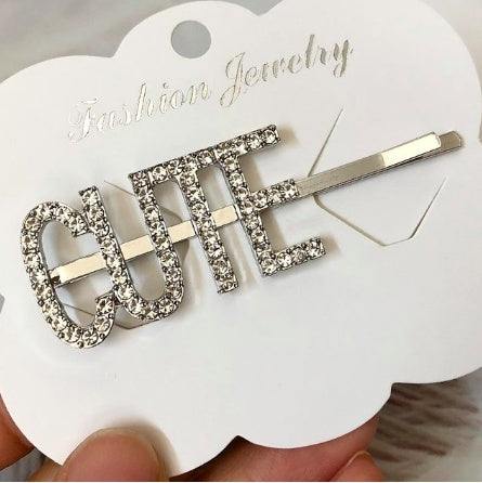 Fashion girls silver plated English alphabet clips trend hair accessories side clips hairpin