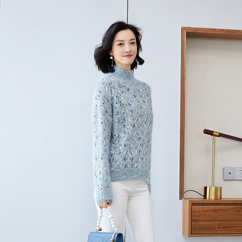 Contrast loose long-sleeved women's small fragrance blouse