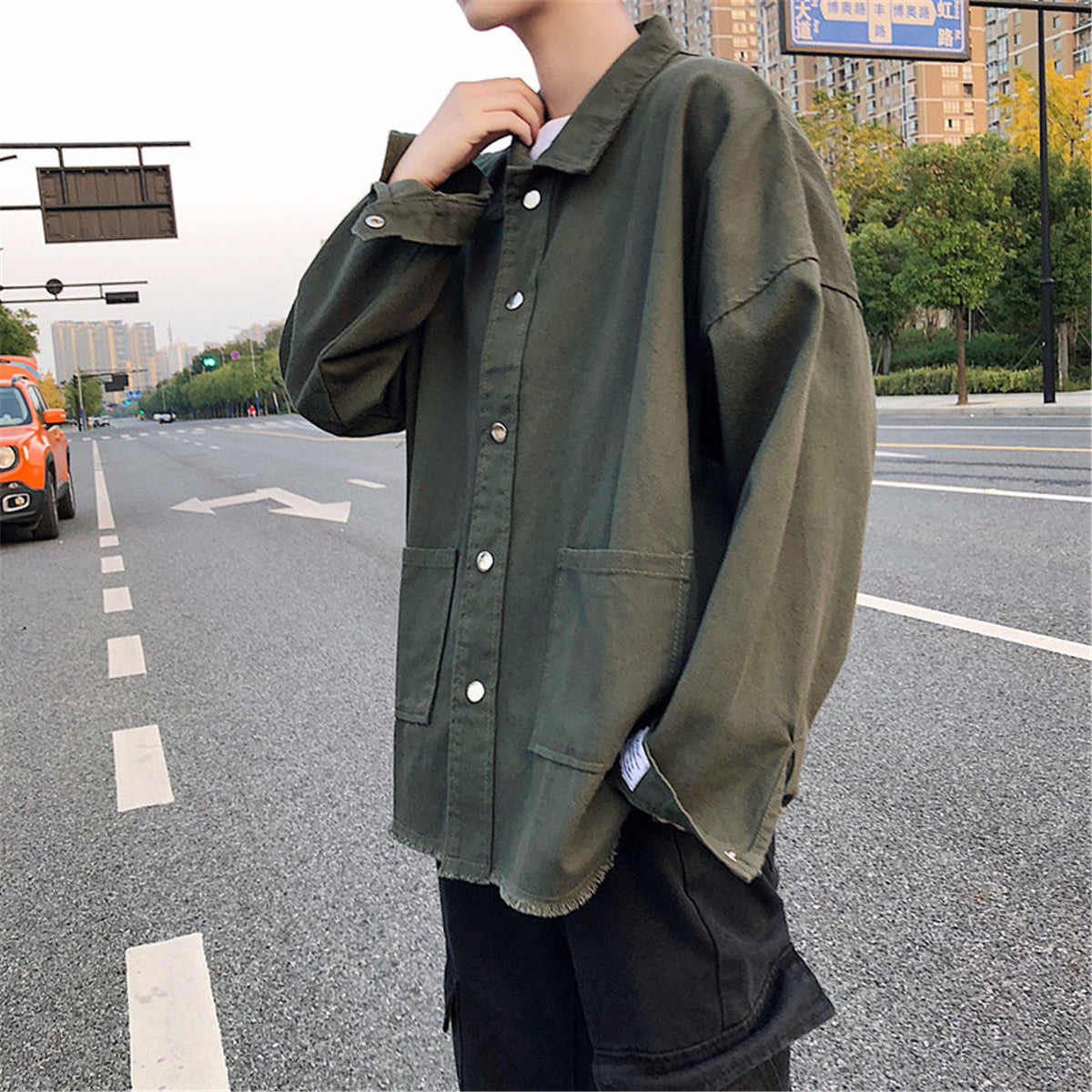 Men’s Korean-Style Loose Casual Jacket – Hong Kong Streetwear-Inspired Shirt Coat