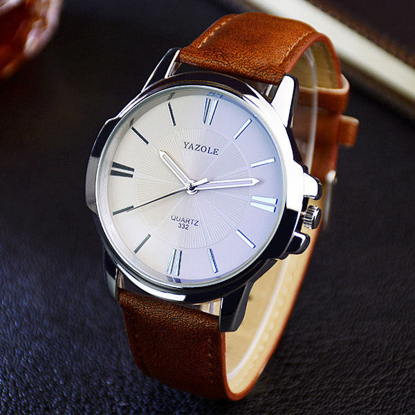 YAZOLE 332 Men’s Quartz Business Watch – Classic Leather Strap, Luxury Analog Display