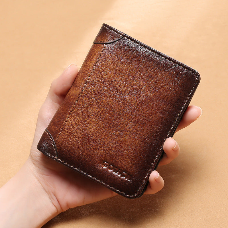 New style men's wallet multifunctional leather short wallet
