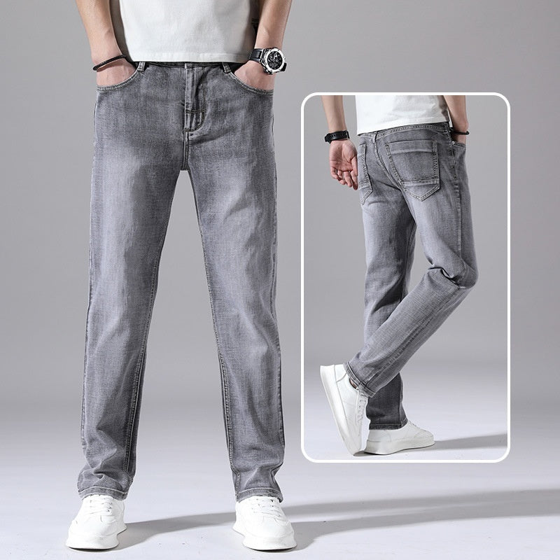 Men’s Retro Thin Straight-Leg Jeans – Lightweight & Laid-Back Comfort