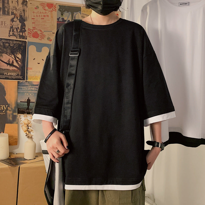 Unisex Loose Round‑Neck Half‑Sleeve Couple Tee – Casual Oversized Comfort