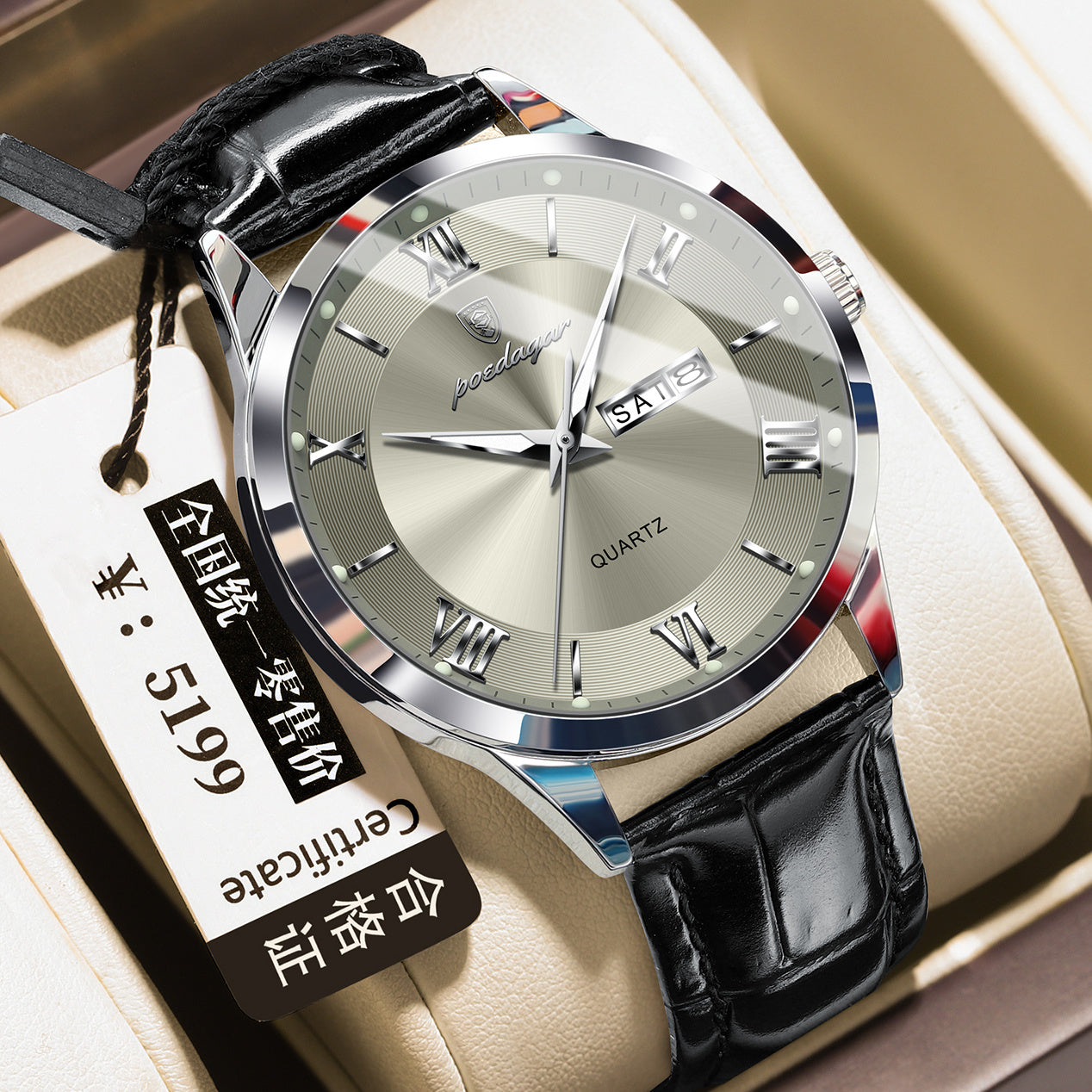 Men's Casual Luminous Double Calendar Waterproof Watch