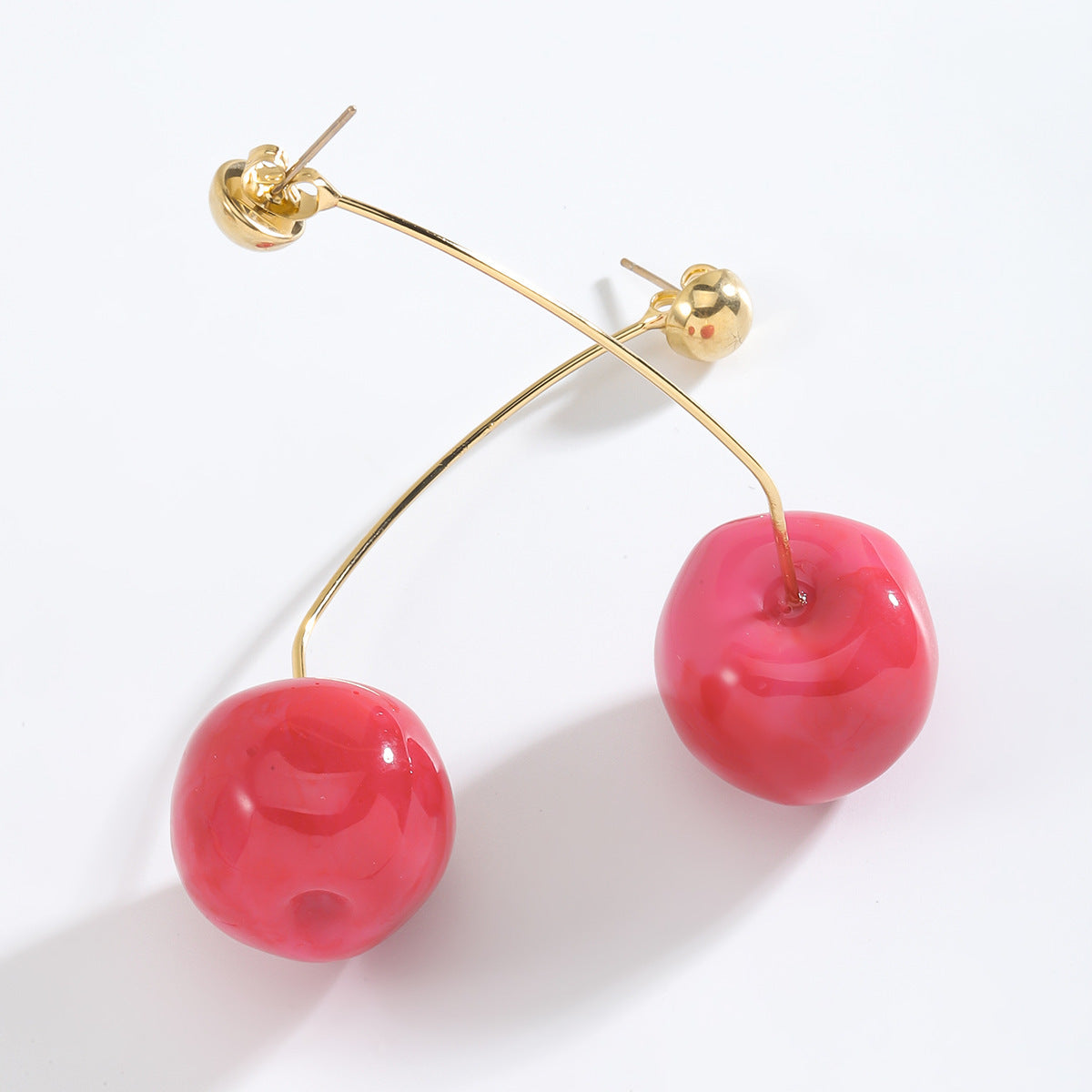 INS Style Red Simulation Cherry Fruit Shape Ear Studs