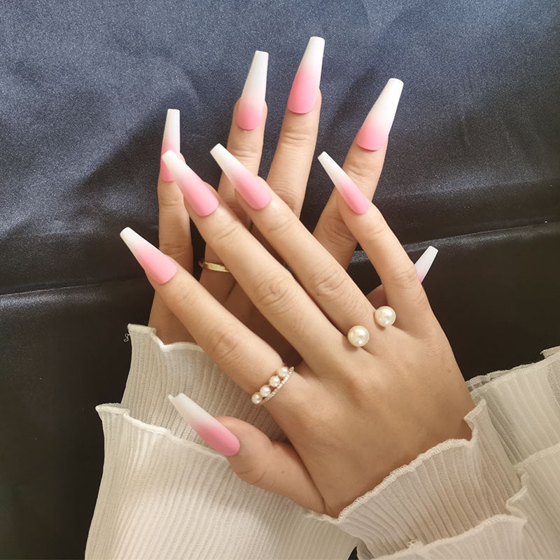 Long Ballet Nails With Flat And Pointed Water Droplets Fake Nails