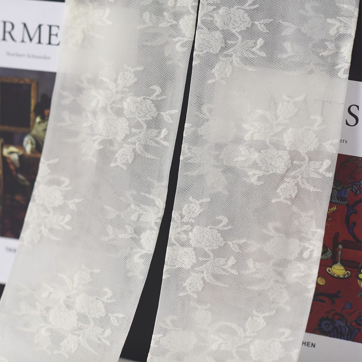 Retro Lace Rose Flower Embroidery Ultra-Thin Dark PatternFemale Summer Sweet Court Lolita White StockingsPantyhose