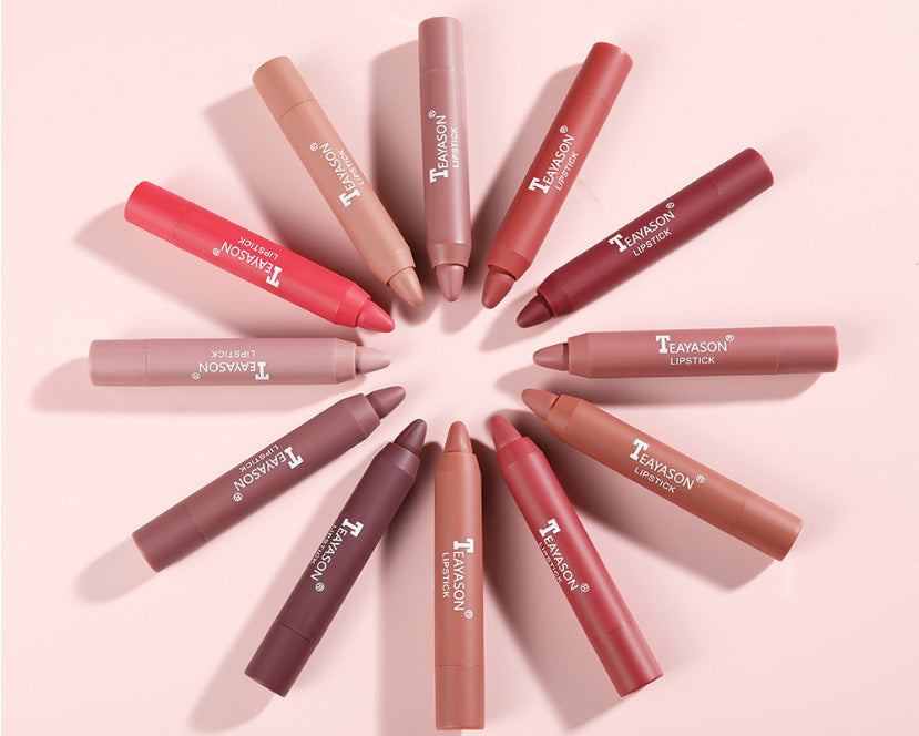 3‑Pack Matte Velvet Lipstick Crayons – Bean‑Paste & Milk‑Tea Shades for Everyday Glam