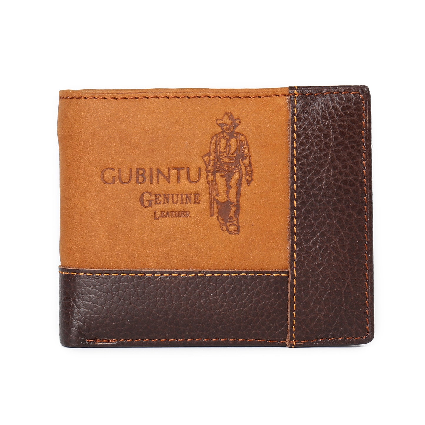 GUBINTU Men’s Genuine Cow Leather Wallet – Western Style Bifold