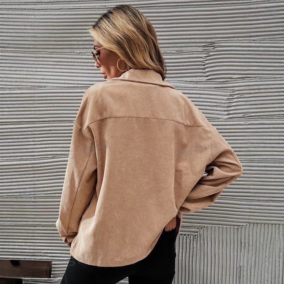 Retro Cardigan European And American Pocket Coat Women