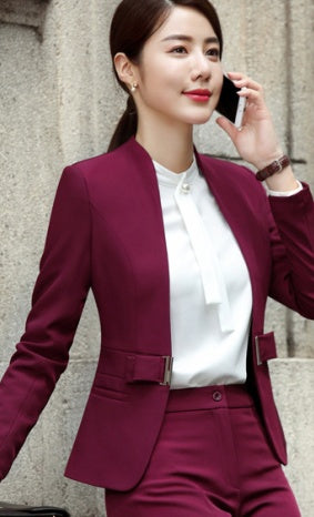 Elegant Wine Red Women’s Suit | Formal Overalls