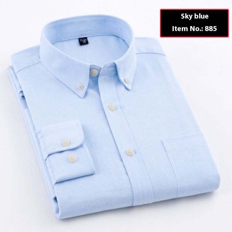 Men’s Pure-Color Oxford Slim Fit Shirt – Youth & Middle-Aged Business Casual