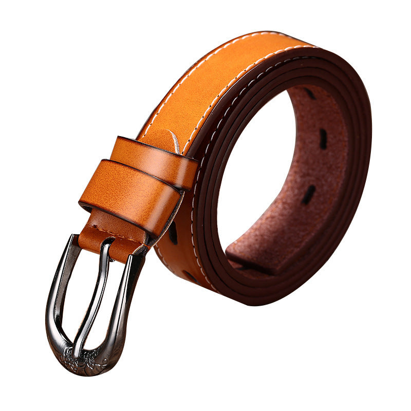 Automatic buckle two layer belt fashion leisure alloy