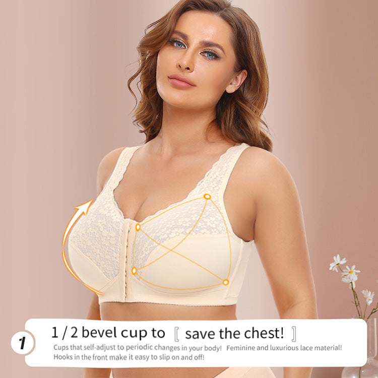 European And American Large Size Without Steel Ring Lace Cup Front Row Buttons Thin