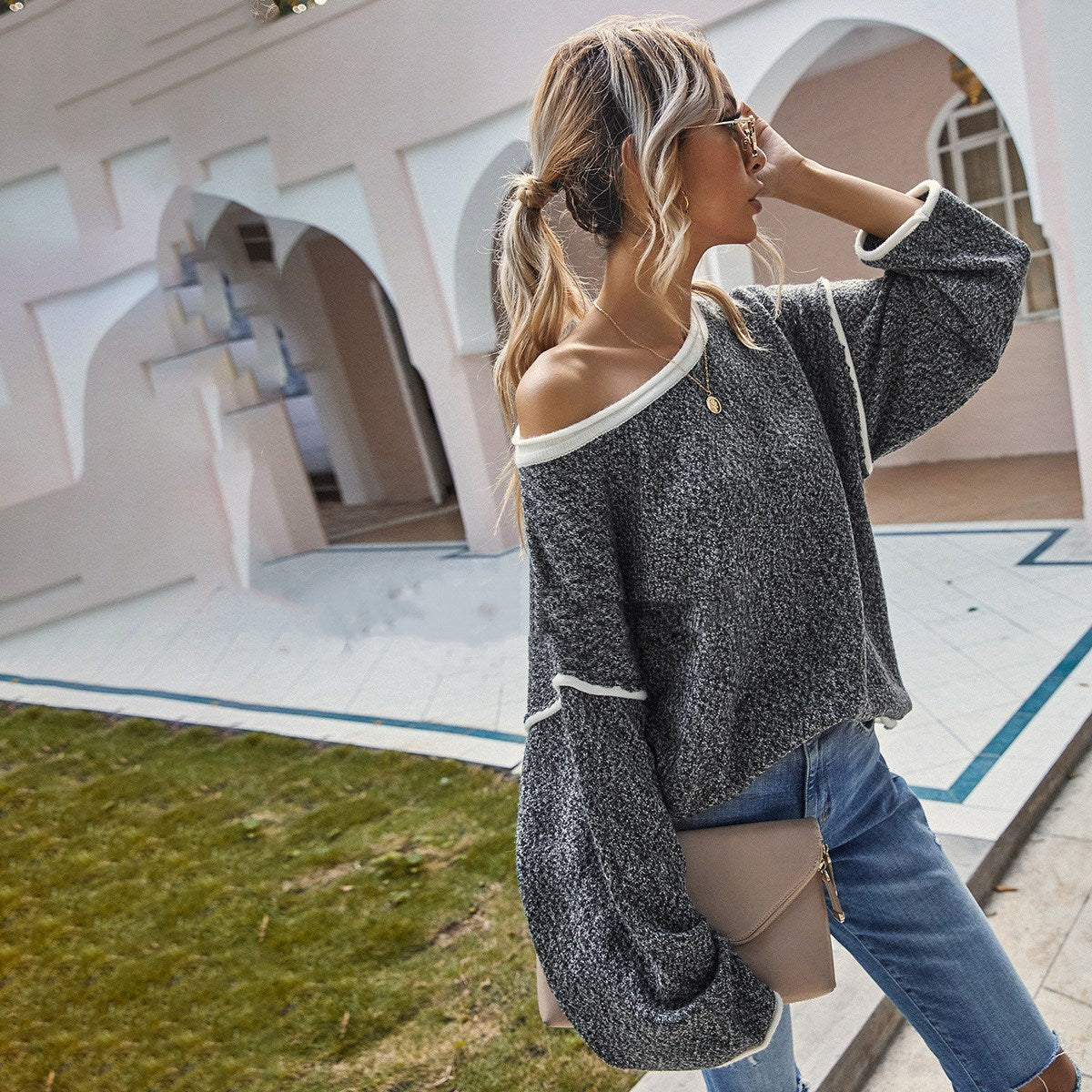 Round Neck Sweater Loose Large Size Fashion Women