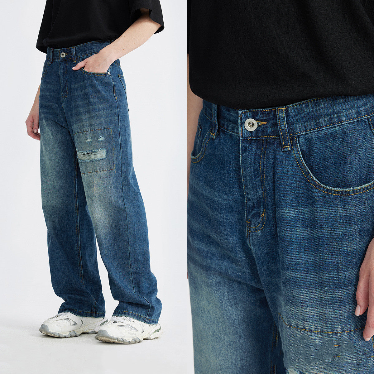 Women's Loose Fit Vintage Washed Jeans – Cool Retro Streetwear Denim