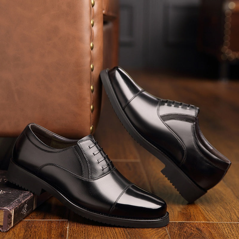 Men’s Formal Three-Segment Leather Dress Shoes – Classic Office & Grooming Style