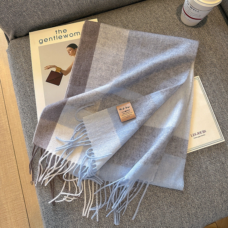 Pure Wool Plaid Scarf British Classic