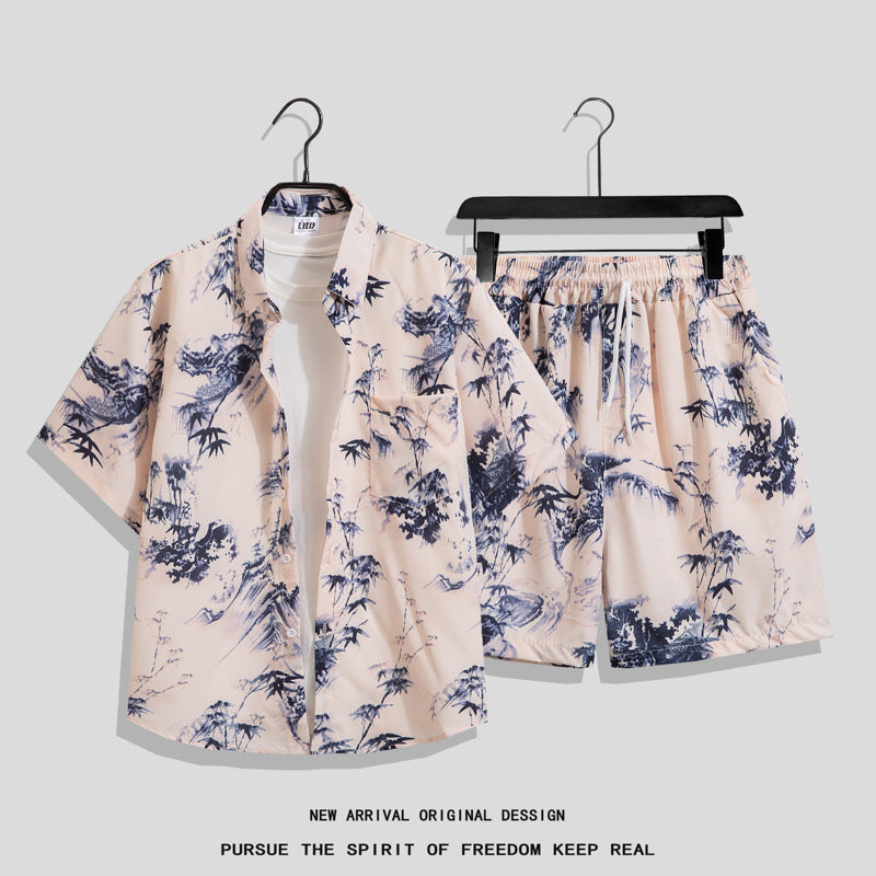 Men’s Hong Kong-Style Retro Printed Short-Sleeve Shirt – Bold & Nostalgic