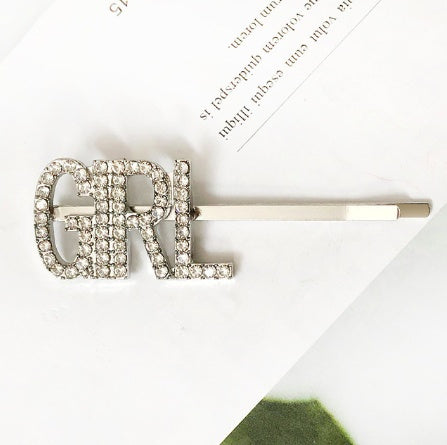 Fashion girls silver plated English alphabet clips trend hair accessories side clips hairpin