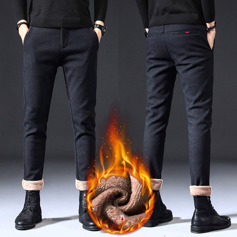 Fleece-Lined Slim Fit Stretch Pants – Winter Warm Casual Bottoms for Men