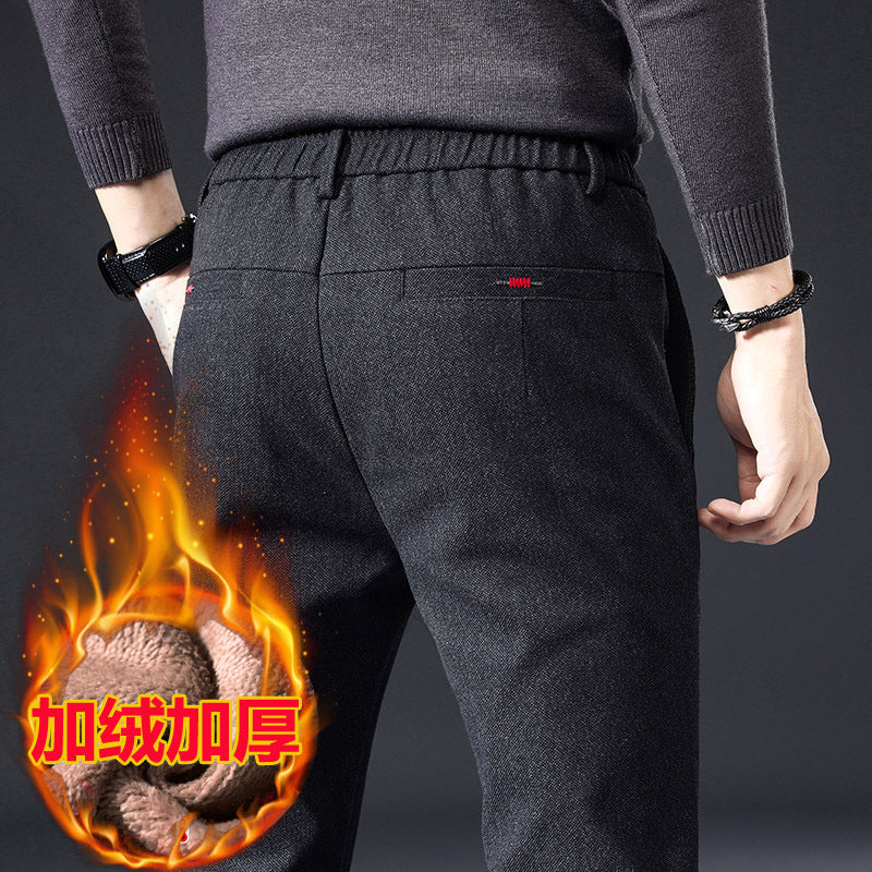 Fleece-Lined Slim Fit Stretch Pants – Winter Warm Casual Bottoms for Men