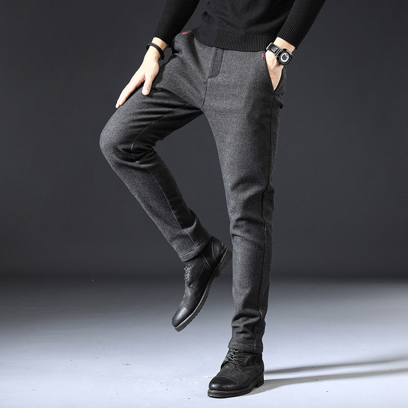 Fleece-Lined Slim Fit Stretch Pants – Winter Warm Casual Bottoms for Men