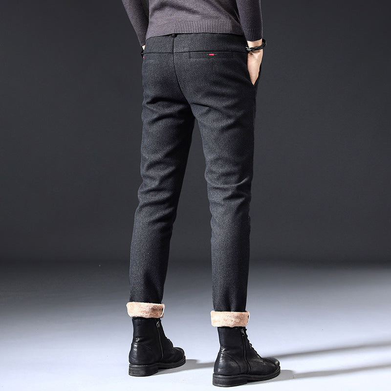 Fleece-Lined Slim Fit Stretch Pants – Winter Warm Casual Bottoms for Men