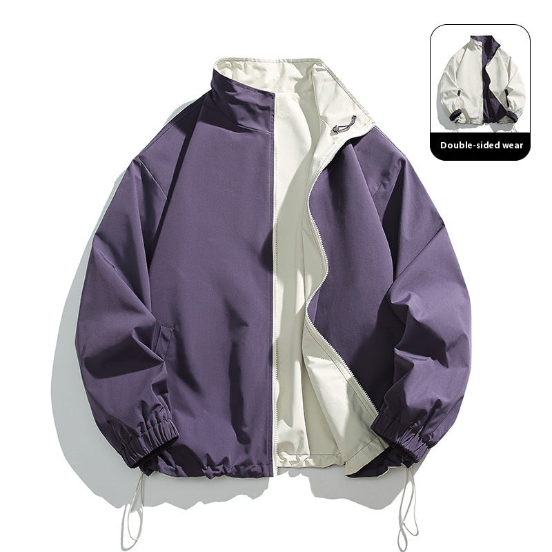 Reversible Coat Men's Loose Lapels Workwear Casual Jacket Sports Top
