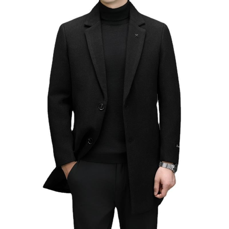Men’s Slim‑Fit Mid‑Length Woolen Overcoat – Elegant & Versatile Winter Coat