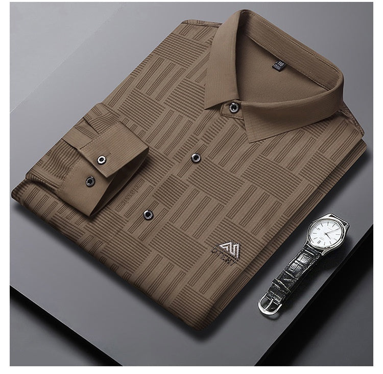Men’s Autumn Seamless Long-Sleeve Business Casual Shirt – Elegant Comfort