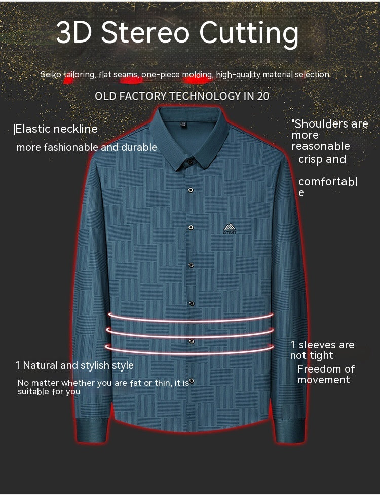 Men’s Autumn Seamless Long-Sleeve Business Casual Shirt – Elegant Comfort