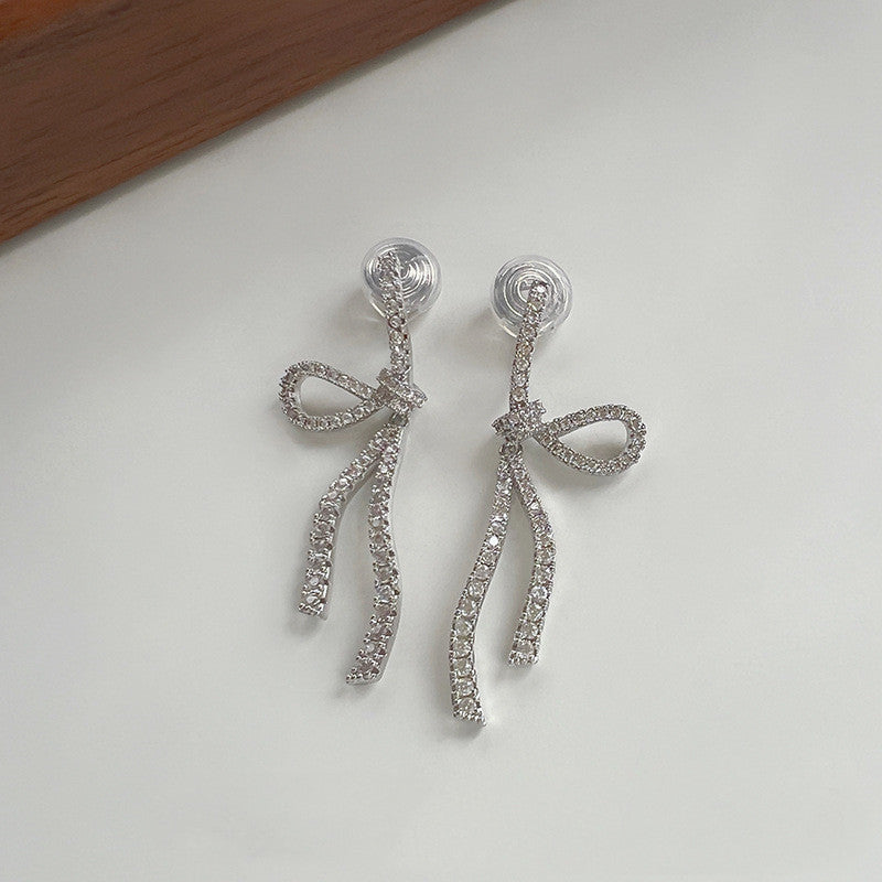 French Style Full Zirconium Bow Ear Clip Without Pierced Mosquito Coil